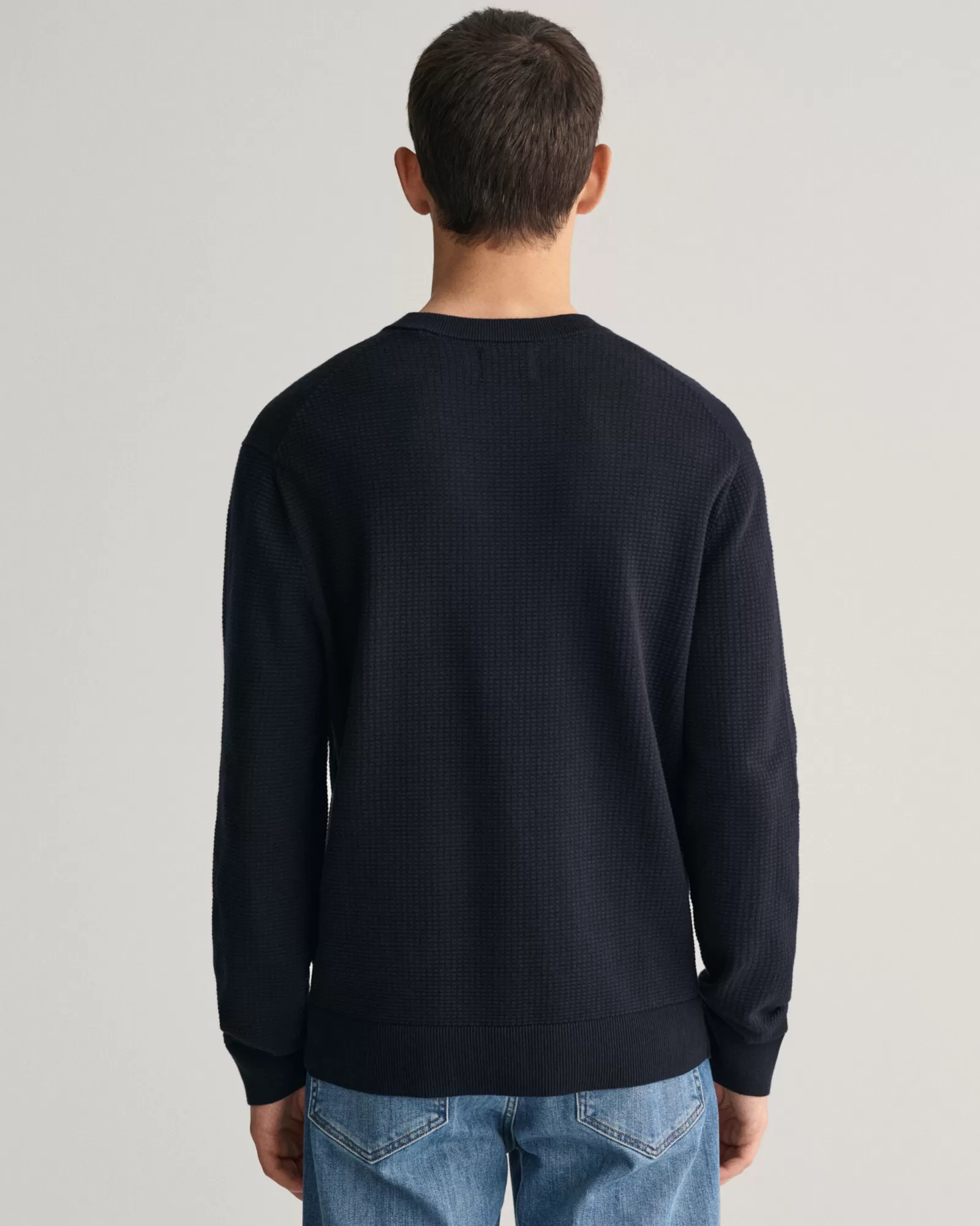 GANT Textured Cotton Crew Neck Sweater | Stickat