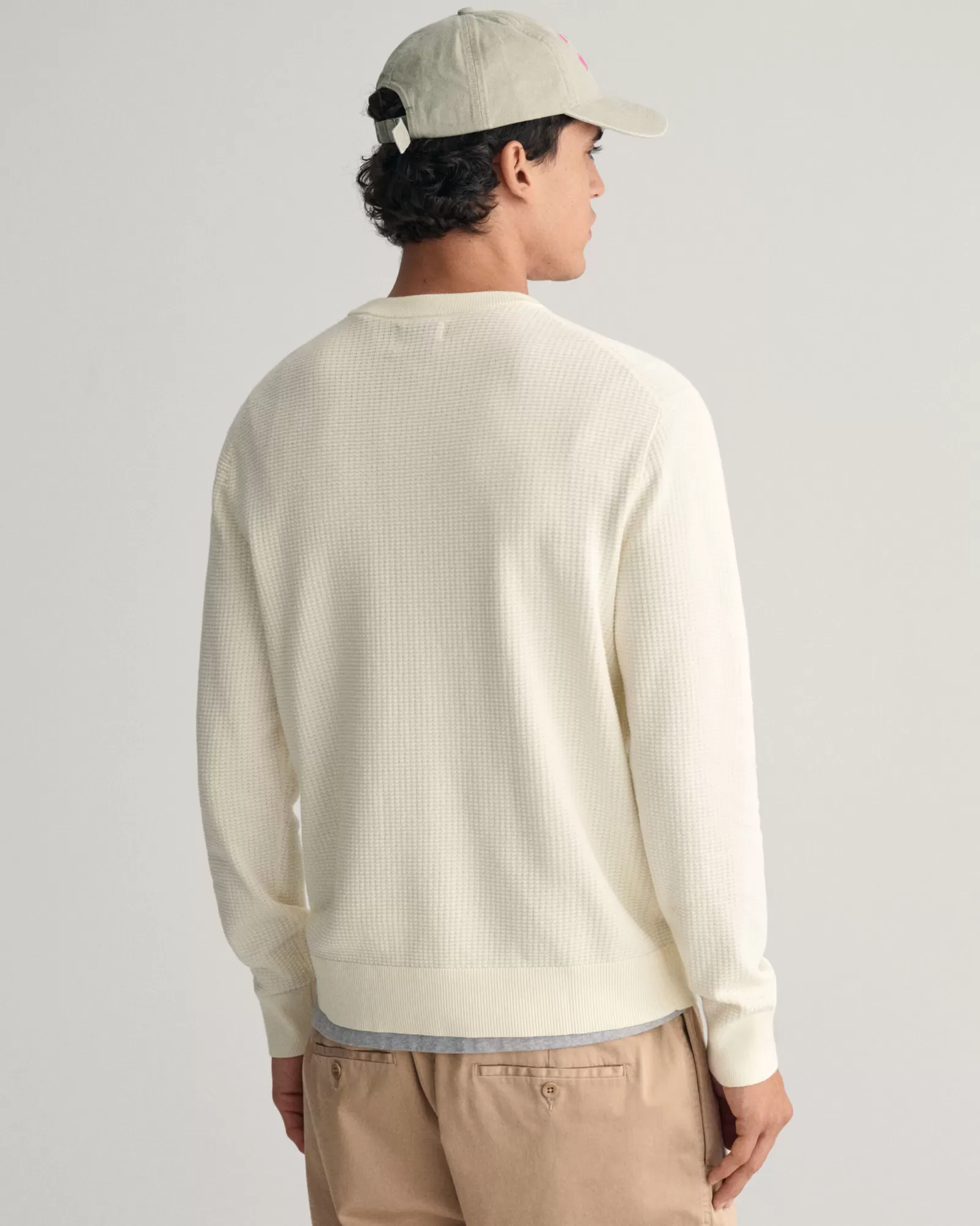 GANT Textured Cotton Crew Neck Sweater | Stickat