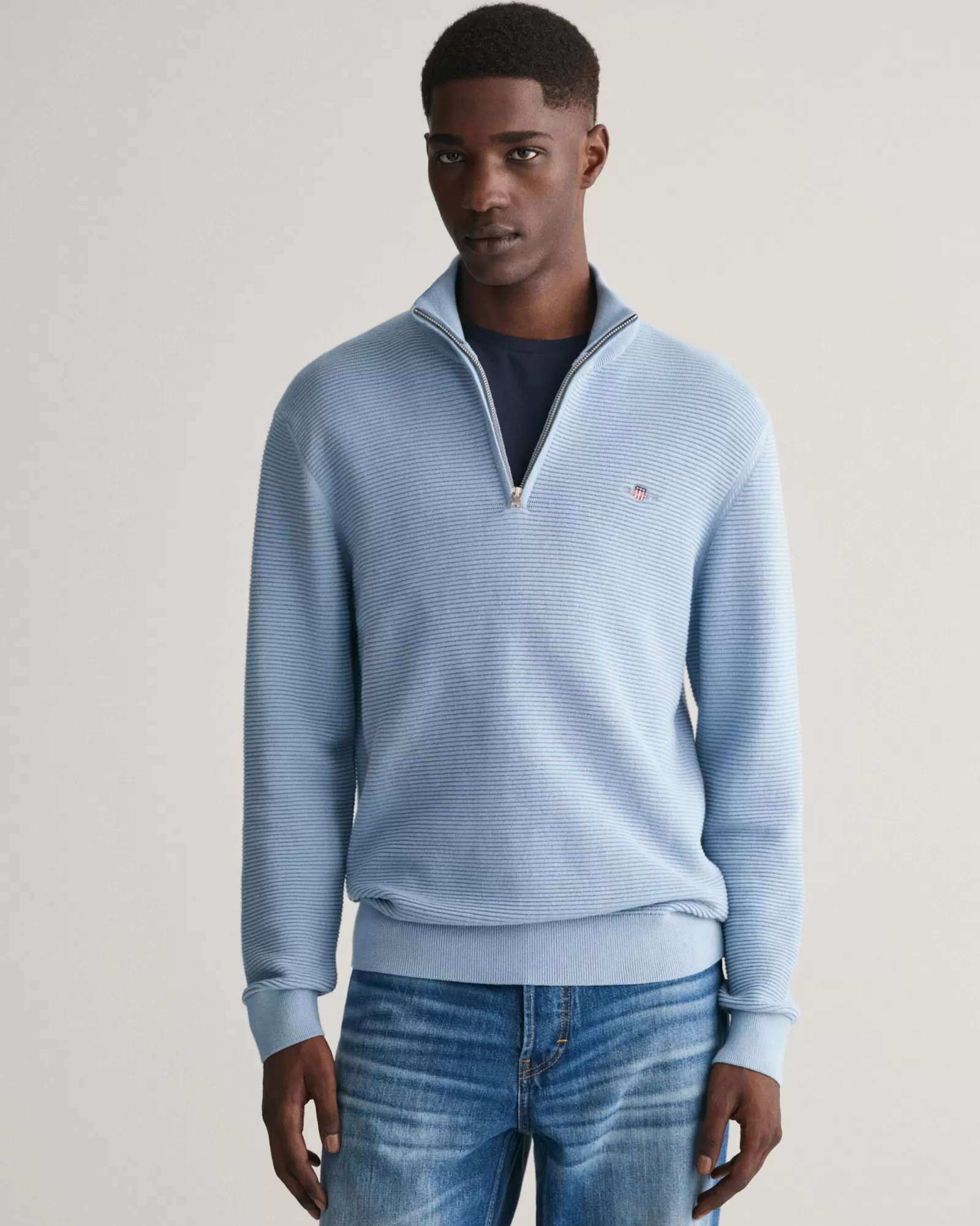 GANT Textured Cotton Half-Zip Sweater | Stickat