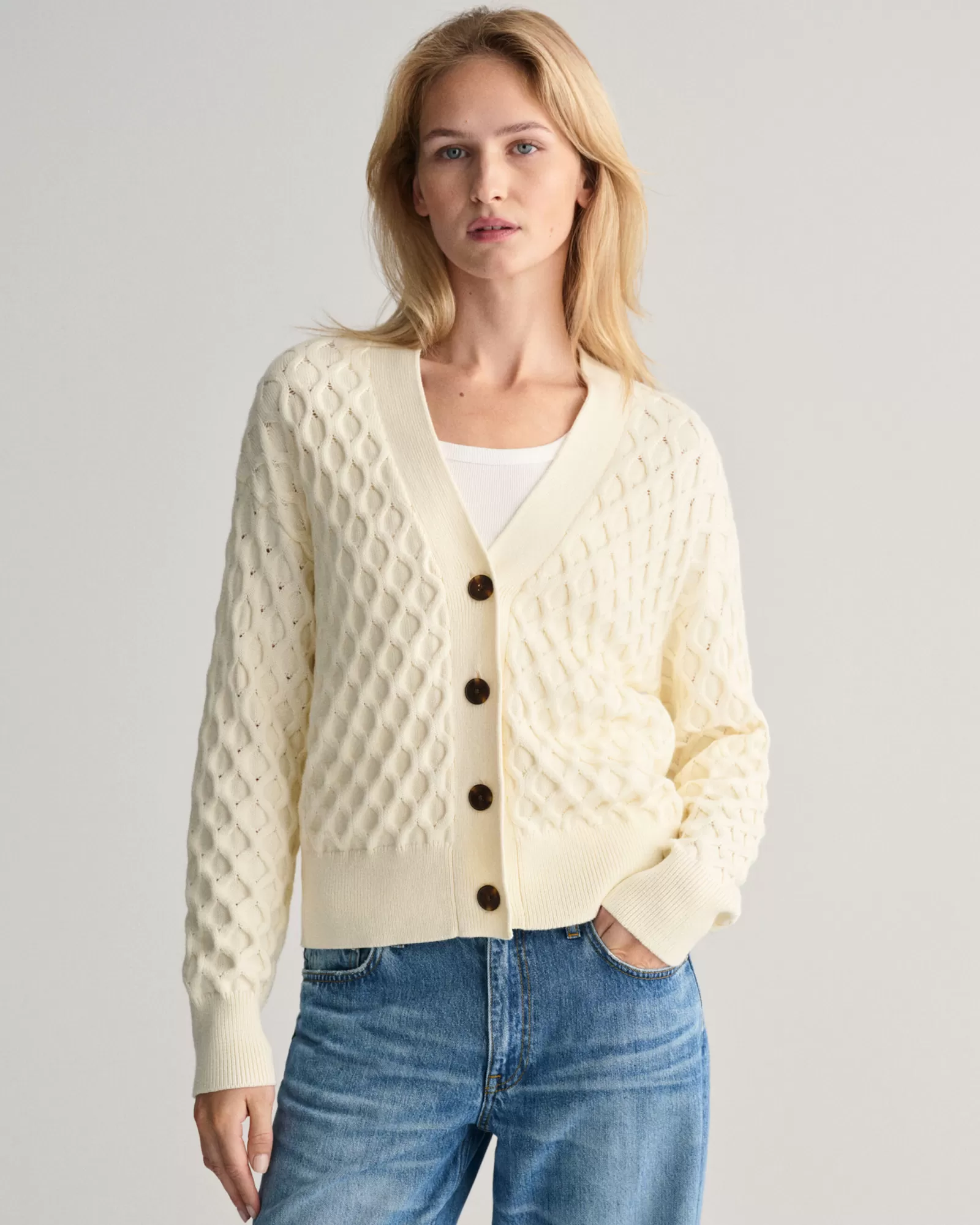 GANT Textured Knit Cardigan | Stickat